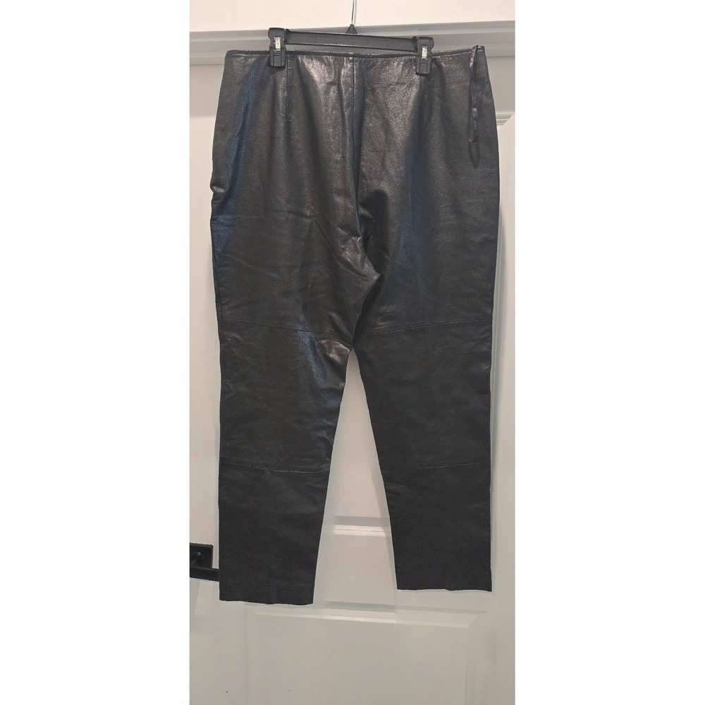 Pierre Cardin Options II Black Genuine Leather Pants High Waist Size 18W 741794P - Picture 4 of 6